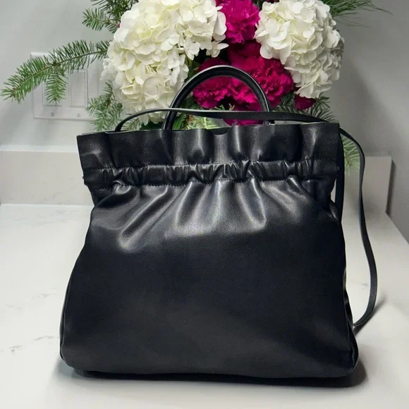 Loeffler Randall Joana Black Ruffled Leather Frame Shoulder Handle Bag - Picture 3 of 9